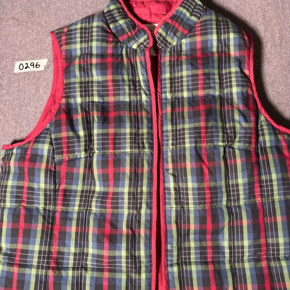 Pendleton Down Filled Quilted Vest unisex Size 2X plus Red Green Plaid Full Zip